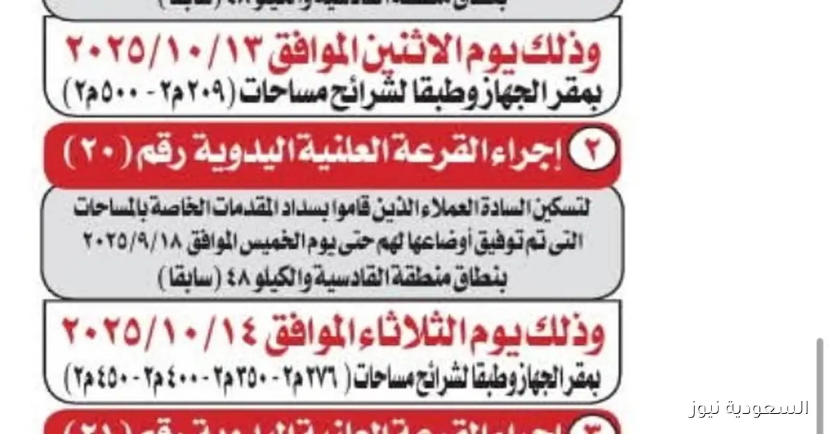 العبور الجديدة تُعلن عن إجراء قرعة علنية للأراضي المقننة