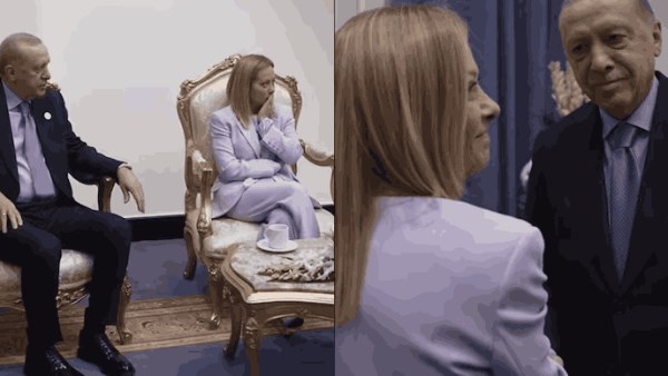 لقطة طريفة تجمع أردوغان وميلوني تثير تفاعل رواد مواقع التواصل الاجتماعي