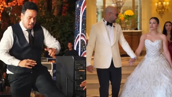 مصطفى غريب يضفي حماسًا على حفل زفاف حاتم صلاح برقصة مميزة