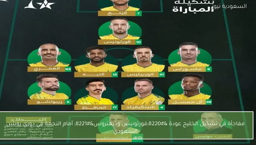 مفاجأة في تشكيلة الخليج عودة “فورتونيس وديمتروس” أمام النجمة في دوري روشن السعودي