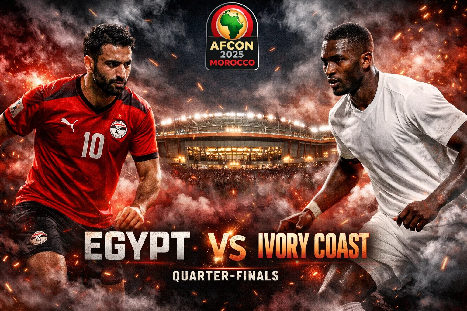 موعد مباراة منتخب مصر وكوت ديفوار غدا القادمة 2026 في ربع نهائي كأس الأمم الأفريقية