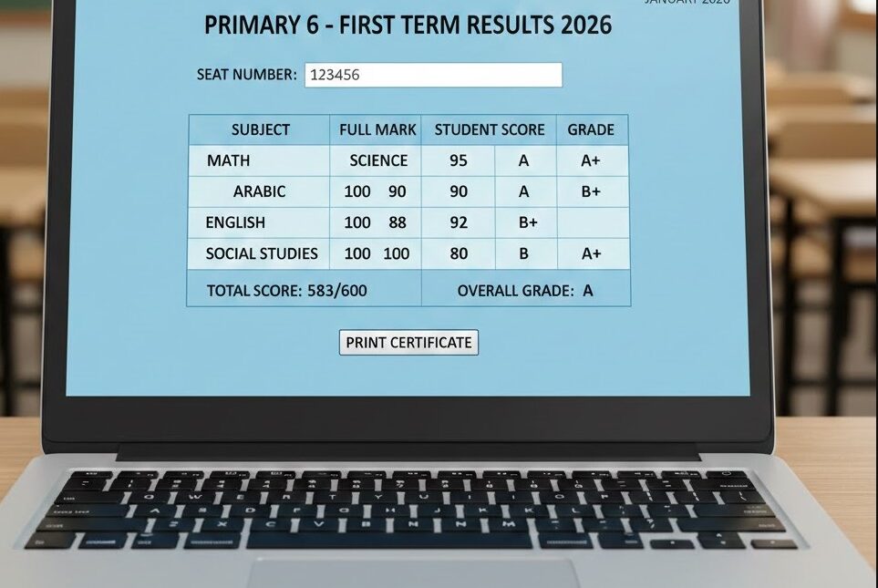 نتيجة الصف السادس الابتدائي الترم الأول برقم الجلوس 2026