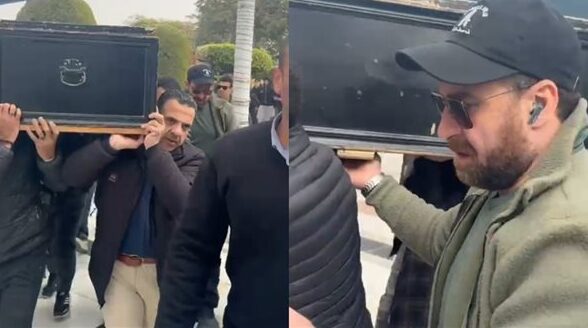 وصول جثمان والدة نضال الشافعي لأداء صلاة الجنازة