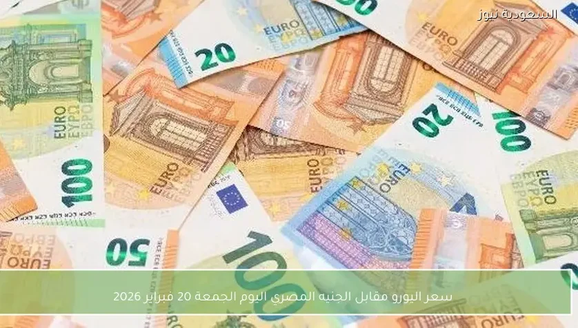 سعر اليورو مقابل الجنيه المصري اليوم الجمعة 20 فبراير 2026