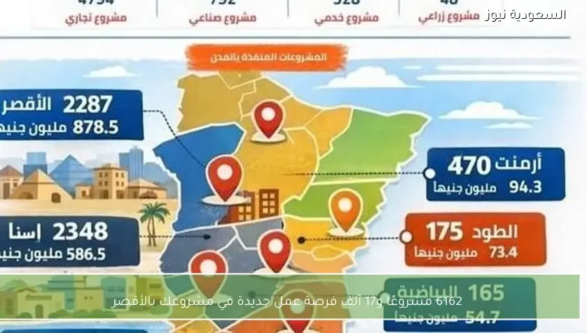 6162 مشروعًا و17 ألف فرصة عمل جديدة في مشروعك بالأقصر