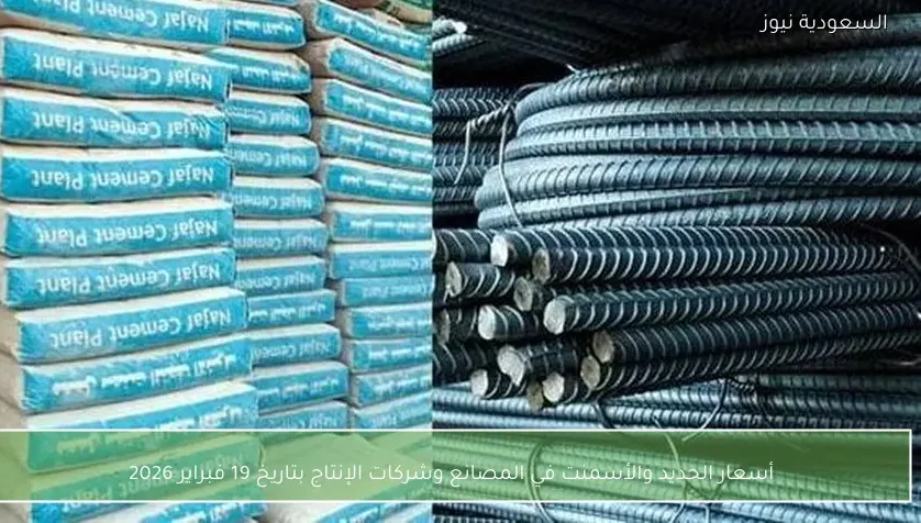أسعار الحديد والأسمنت في المصانع وشركات الإنتاج بتاريخ 19 فبراير 2026