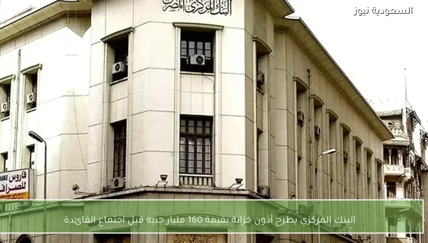 البنك المركزي يطرح أذون خزانة بقيمة 160 مليار جنيه قبل اجتماع الفائدة