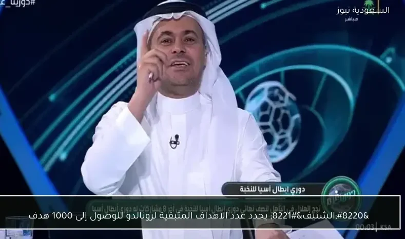 “الشنيف” يحدد عدد الأهداف المتبقية لرونالدو للوصول إلى 1000 هدف