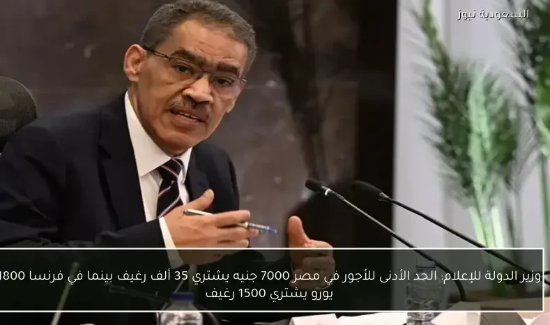 وزير الدولة للإعلام: الحد الأدنى للأجور في مصر 7000 جنيه يشتري 35 ألف رغيف بينما في فرنسا 1800 يورو يشتري 1500 رغيف