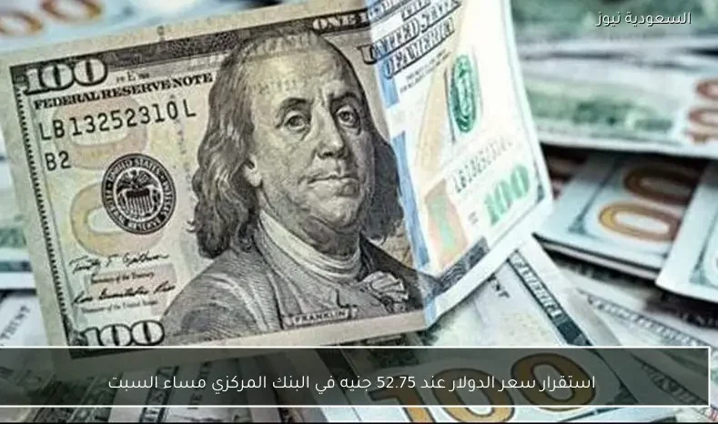 استقرار سعر الدولار عند 52.75 جنيه في البنك المركزي مساء السبت