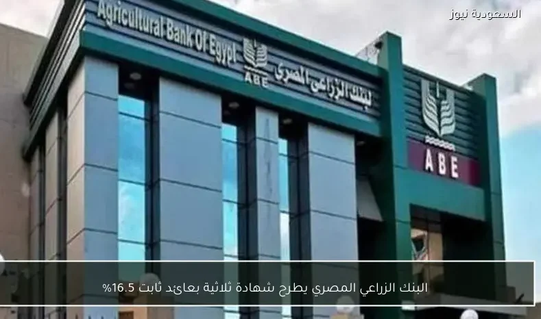 البنك الزراعي المصري يطرح شهادة ثلاثية بعائد ثابت 16.5%