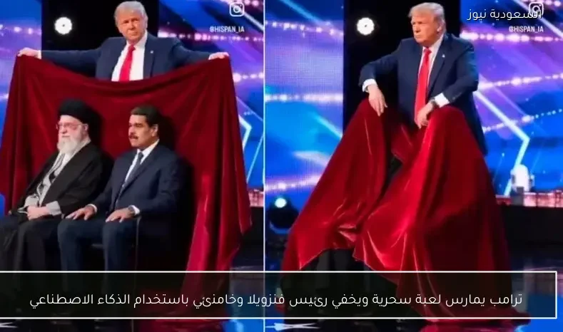 ترامب يمارس لعبة سحرية ويخفي رئيس فنزويلا وخامنئي باستخدام الذكاء الاصطناعي