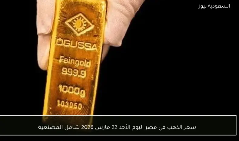 سعر الذهب في مصر اليوم الأحد 22 مارس 2026 شامل المصنعية