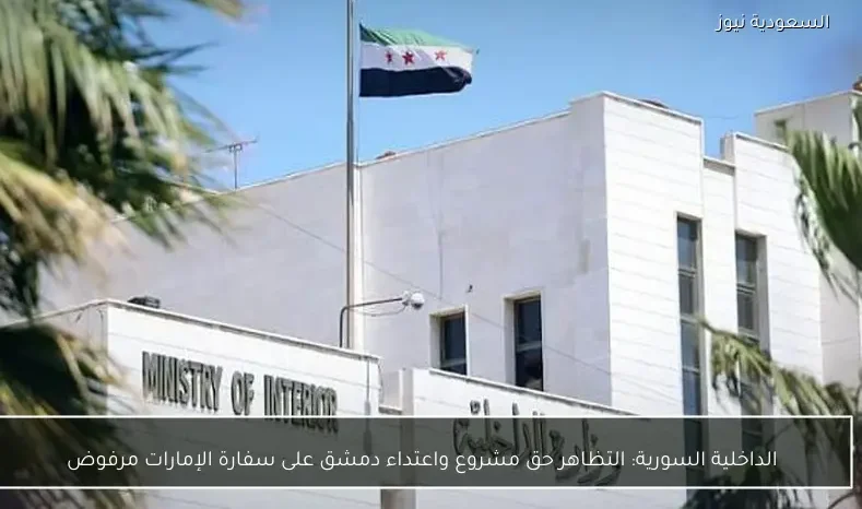 الداخلية السورية: التظاهر حق مشروع واعتداء دمشق على سفارة الإمارات مرفوض